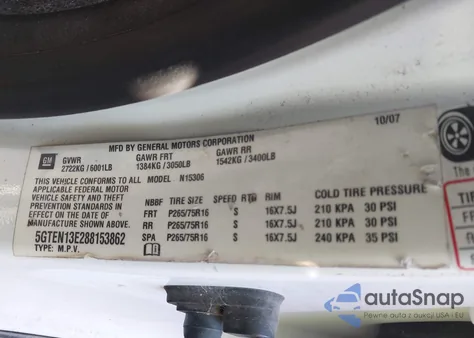 2008 Hummer H3 Suv z USA, uszkodzony, nr VIN 5GTEN13E288153862